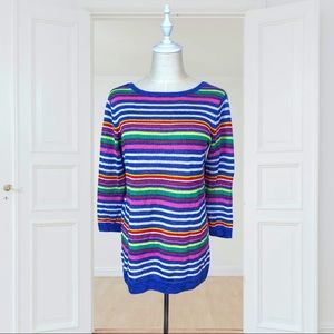 Talbots 100% linen loose knit top Cheerful womens small like new stripes happy